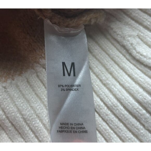 Bearpaw Checkered Crew Neck Sweater Women's Medium Tan & White NEW - Picture 6 of 9